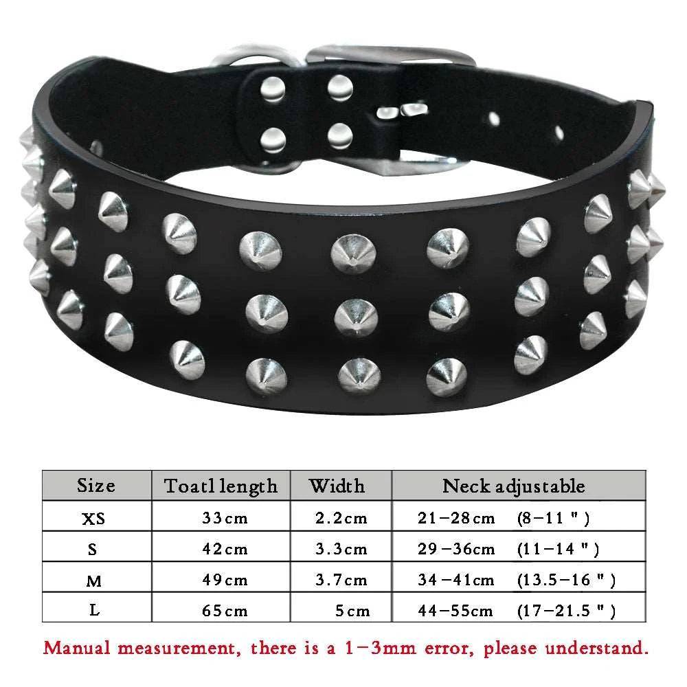 Black Spiked Studded Leather Dog Collar Adjustable Anti-Bite Puppy Neck Strap Collars For Small Medium Dogs - TrendyPet's Zone