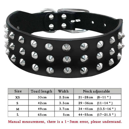 Black Spiked Studded Leather Dog Collar Adjustable Anti-Bite Puppy Neck Strap Collars For Small Medium Dogs - TrendyPet's Zone