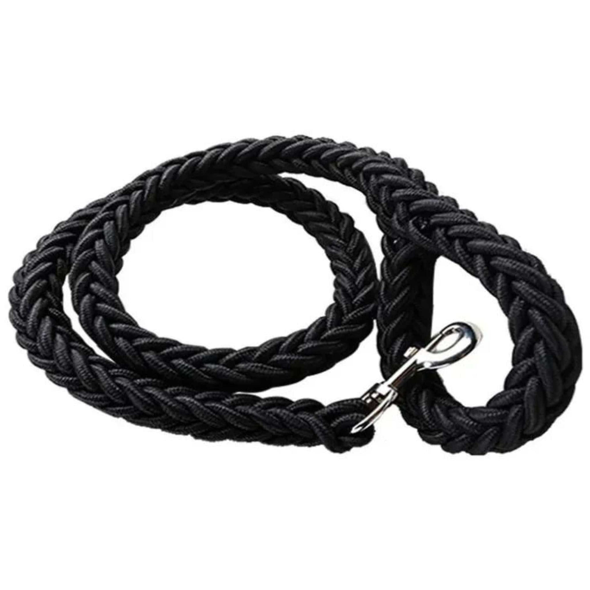 Black Super Strong Coarse Nylon Dog Leash Double Row Adjustable Collar For Medium Large Dogs - TrendyPet's Zone