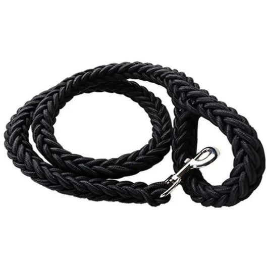 Black Super Strong Coarse Nylon Dog Leash Double Row Adjustable Collar For Medium Large Dogs - TrendyPet's Zone
