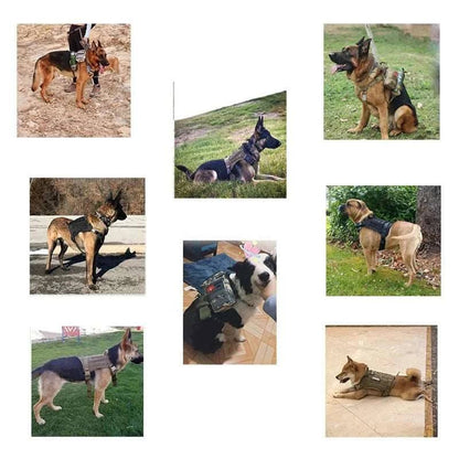 Black Tactical Dog Pet Vest With Bags Military Harness Leash Set - TrendyPet's Zone