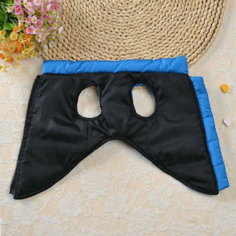 Black windproof dog coat from TrendyPet's Zone, winter warm padded jacket for small or medium pets.