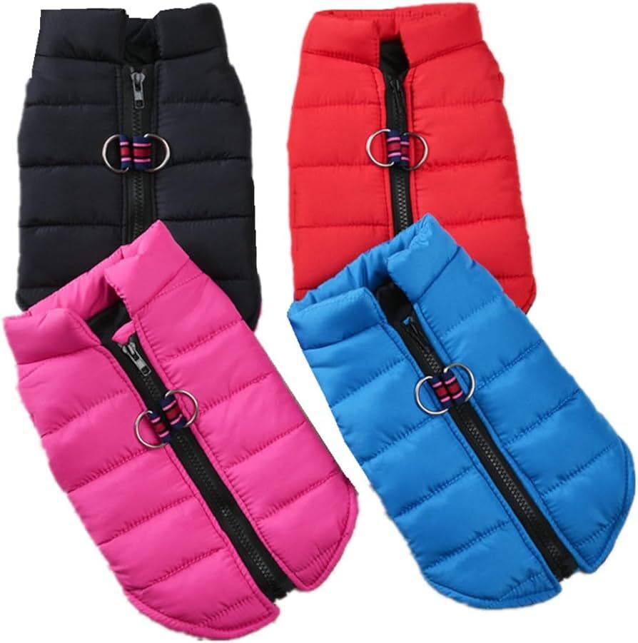 Black windproof pet dog coat jacket by TrendyPet's Zone, winter warm padded vest for dogs, suitable for cold weather.
