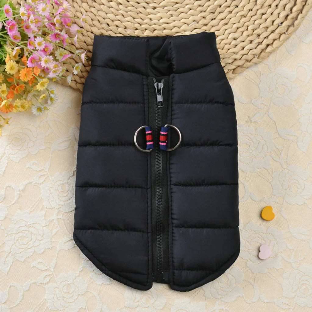 Black Windproof Pet Dog Coat Jacket Winter Warm Padded Vest - TrendyPet's Zone