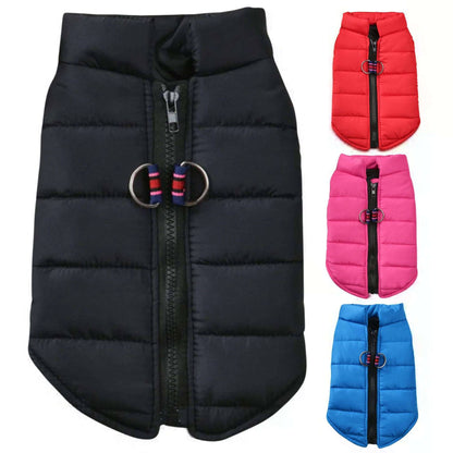 Black Windproof Pet Dog Coat Jacket Winter Warm Padded Vest - TrendyPet's Zone