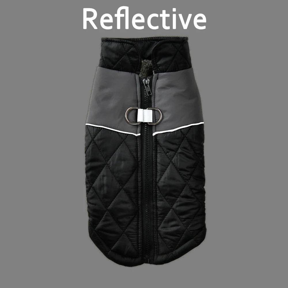 Black Windproof Reflective Dog Jacket Coat Vest with D-ring - TrendyPet's Zone