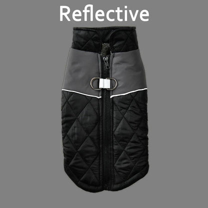 Black Windproof Reflective Dog Jacket Coat Vest with D-ring - TrendyPet's Zone