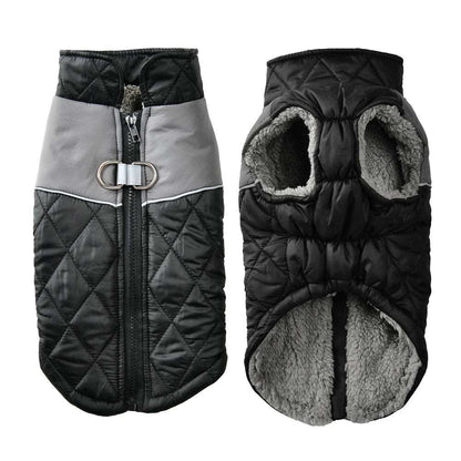 Black Windproof Reflective Dog Jacket Coat Vest with D-ring - TrendyPet's Zone