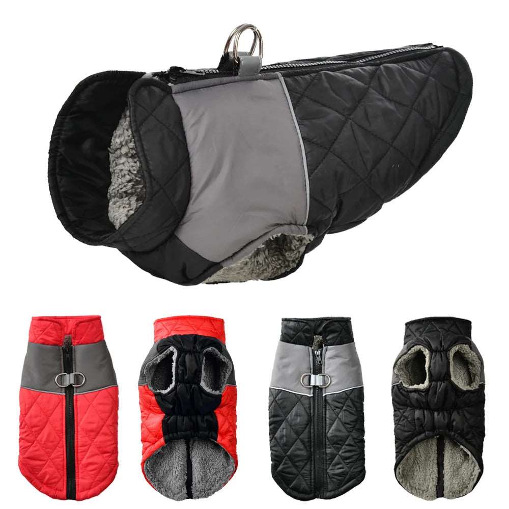 Black Windproof Reflective Dog Jacket Coat Vest with D-ring - TrendyPet's Zone