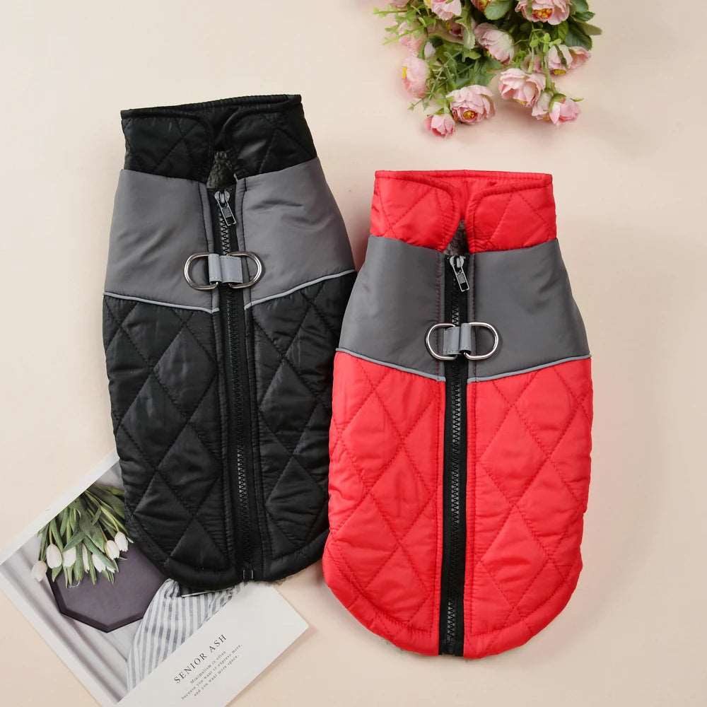 Black Windproof Reflective Dog Jacket Coat Vest with D-ring - TrendyPet's Zone