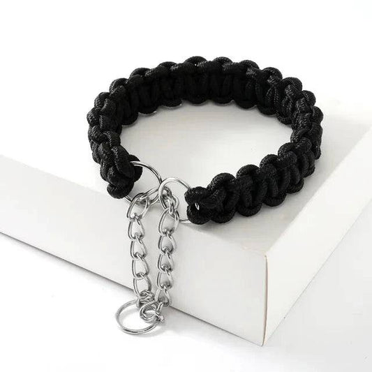 Black Woven Dog Collars P Chain Nylon Adjustable Collar For Small Medium And Large Dogs - TrendyPet's Zone