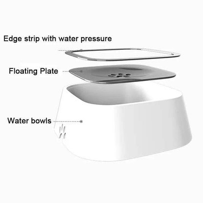 Blue (1.5L) Pet Dog Cat Floating Water Bowl Drinker Not Wet Mouth Splash Water Not Sprinkler Water Dispenser Portable Bowl TRENDYPET'S ZONE