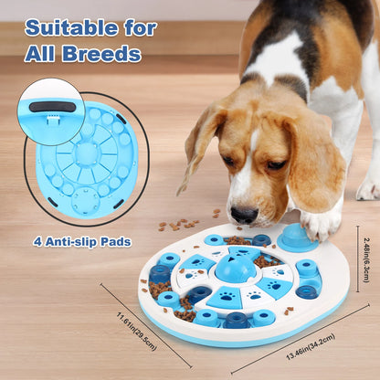 Blue anti-choking puzzle dog food dispenser and training toy by TrendyPet's Zone, designed to engage dogs during feeding.