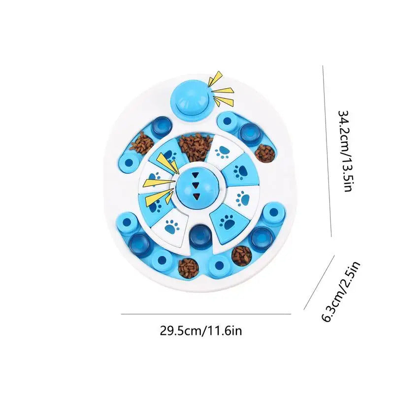 Blue anti-choking puzzle dog food dispenser by TrendyPet's Zone, an engaging training toy for interactive feeding and mental stimulation.