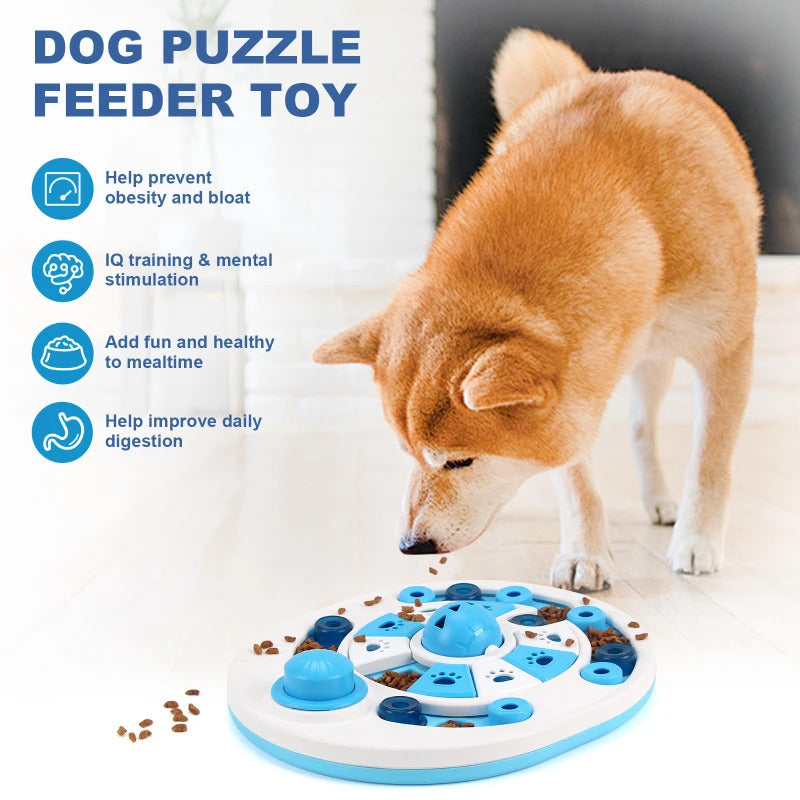 Blue anti-choking puzzle dog food dispenser and engaging training toy from TrendyPet's Zone for interactive feeding and mental stimulation.