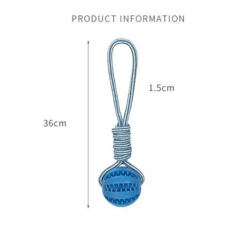 Blue Ball Hemp Rope Toys Treat Interactive Rubber Leaking Balls for Small Dogs Chewing Bite Resistant Pet Tooth Cleaning - TrendyPet's Zone