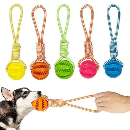 Blue Ball Hemp Rope Toys Treat Interactive Rubber Leaking Balls for Small Dogs Chewing Bite Resistant Pet Tooth Cleaning - TrendyPet's Zone