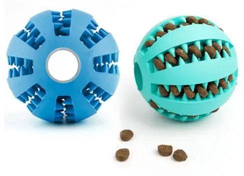 Blue Ball With White Hemp Rope Toys Treat Interactive Rubber Leaking Balls for Small Dogs Chewing Bite Resistant Pet Tooth Cleaning - TrendyPet's Zone