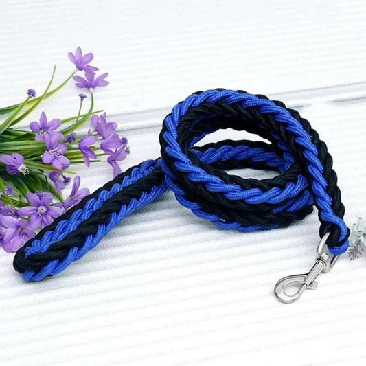 Blue Black Super Strong Coarse Nylon Dog Leash Double Row Adjustable Collar For Medium Large Dogs - TrendyPet's Zone