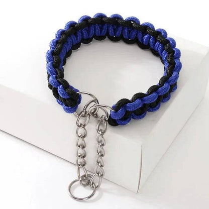 Blue Black Woven Dog Collars P Chain Nylon Adjustable Collar For Small Medium And Large Dogs - TrendyPet's Zone