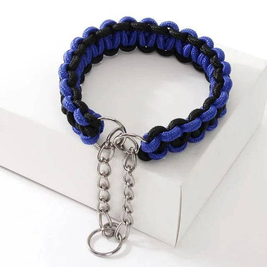 Blue Black Woven Dog Collars P Chain Nylon Adjustable Collar For Small Medium And Large Dogs - TrendyPet's Zone