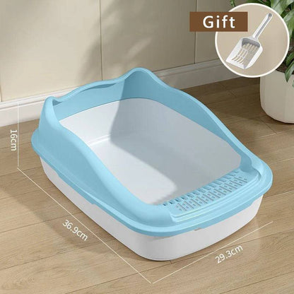 Blue Cat Litter Box Pet Sandbox for Kitty Anti-Splash Kitten Toilet Tray Bedpan Cleaning - TrendyPet's Zone