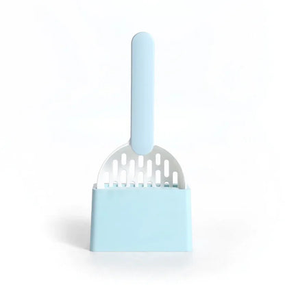 Blue and white cat litter scoop set with filter and fine hole design for easy cleaning and waste removal by TrendyPet's Zone.