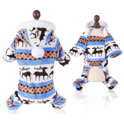 Blue Cozy Christmas Elk Pet Costume Trendy Dog Cat Sweater - TrendyPet's Zone
