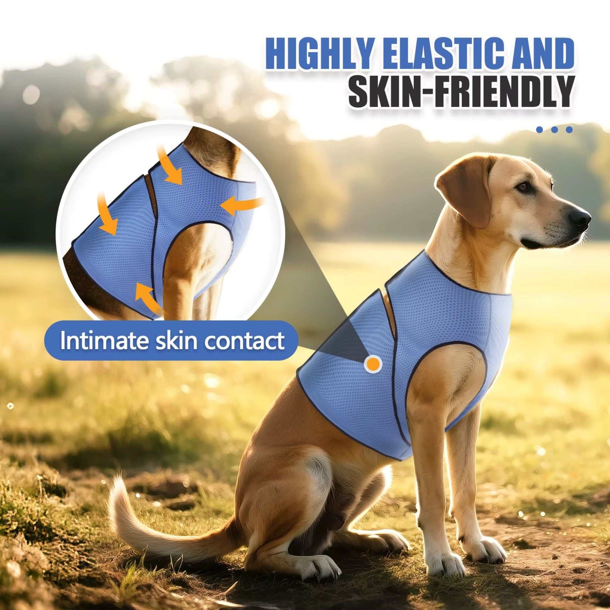 Blue TrendyPet's Zone dog anxiety vest calming coat designed for thunder relief, with snug fit and soft fabric for calming comfort.