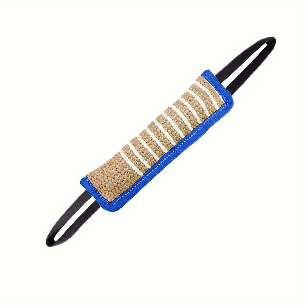 Blue dog tug toy from TrendyPet's Zone designed for dental health and teething relief, made of durable blue material.
