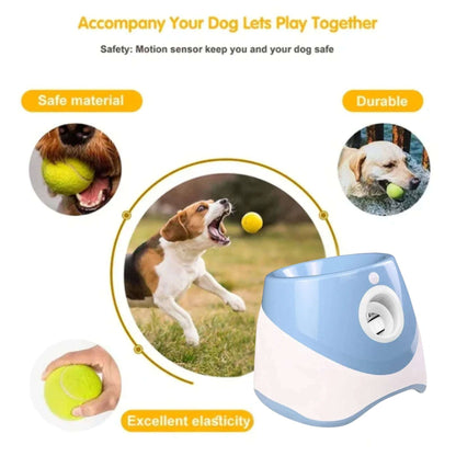 Blue Dog Tennis Launcher Automatic Pet Puppy Chase Toy Mini Tennis Throwing Pinball Machine Fun Interactive Throw Rechargeable Catapult - TrendyPet's Zone