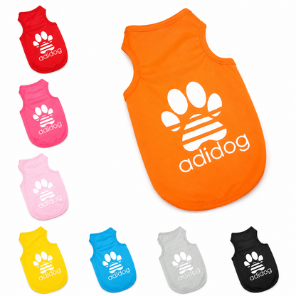 Blue puppy breathable mesh T-shirt with cartoon print, sun protection, lightweight polyester vest for summer, by TrendyPet's Zone.