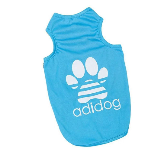 Blue Dog Top Puppy Breathable Cool Mesh T-Shirt Cartoon Print Sun Protection Clothing Polyester Thin Vest Summer - TrendyPet's Zone