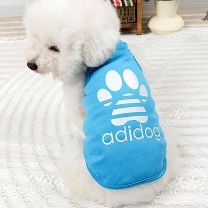 Blue Dog Top Puppy Breathable Cool Mesh T-Shirt Cartoon Print Sun Protection Clothing Polyester Thin Vest Summer - TrendyPet's Zone