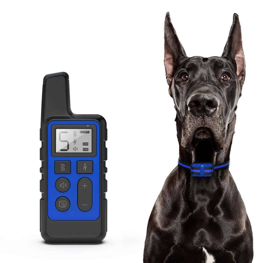 Blue Dog Training Collar 500m Control Trainer Device Vibration / Electrostatic pulse / Warning Stop Bark Deterrents - TrendyPet's Zone