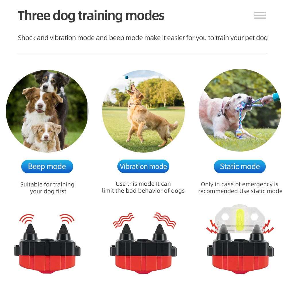 Blue Dog Training Collar 500m Control Trainer Device Vibration / Electrostatic pulse / Warning Stop Bark Deterrents - TrendyPet's Zone