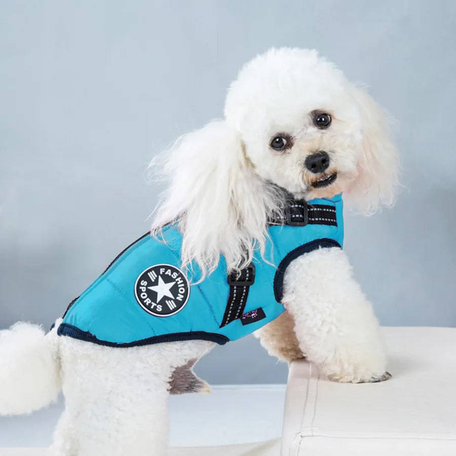Blue-Green Winter Pet Clothes For Small Large Dogs Warm Fleece Jacket Waterproof With Harness Clothing Puppy Costume - TrendyPet's Zone