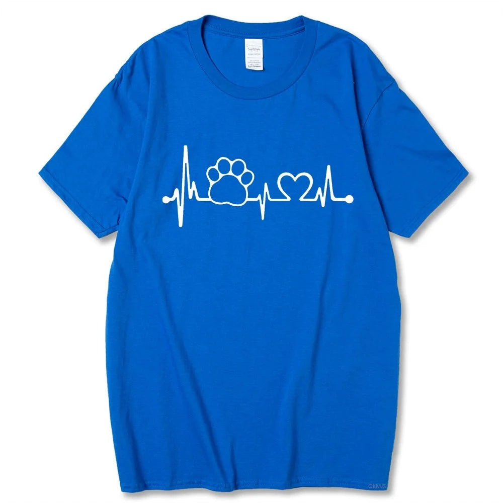 Blue Heartbeat Lifeline Dog Men T-Shirt Casual Funny Foot For Guy Boy Hipster TrendyPet's Zone