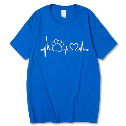 Blue Heartbeat Lifeline Dog Men T-Shirt Casual Funny Foot For Guy Boy Hipster TrendyPet's Zone