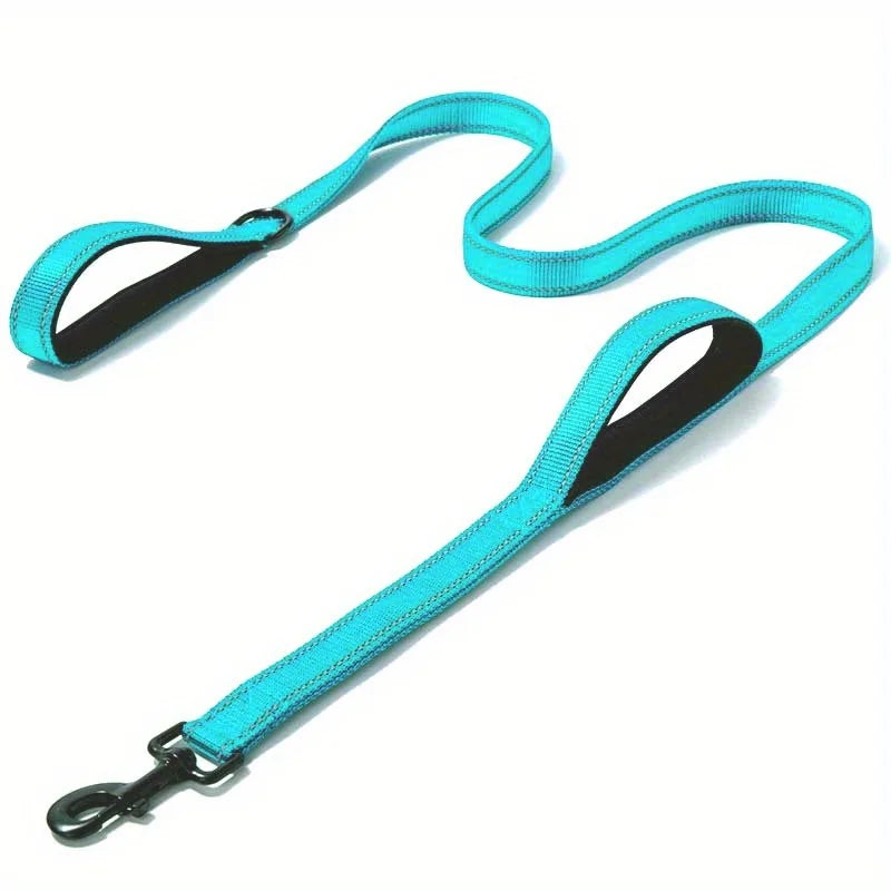 Blue heavy-duty dog leash with double handles from TrendyPet's Zone, designed for better control and safety during walks.