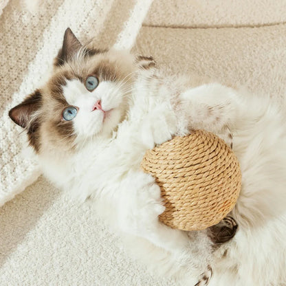Yellow 10cm sisal cat scratching ball toy from TrendyPet's Zone designed for kittens to scratch, play, and stay entertained.