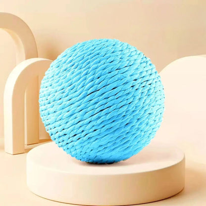 Blue TrendyPet's Zone 10cm interactive sisal cat scratching ball for kittens, designed for scratching and playful fun.