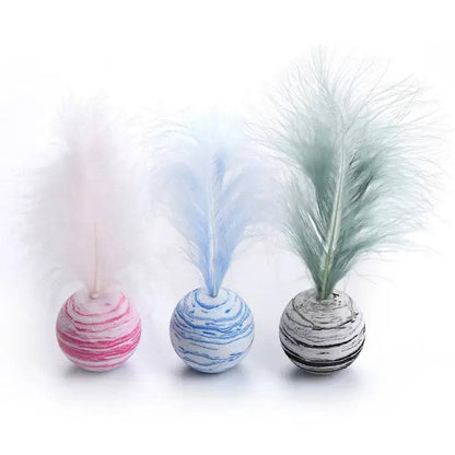 Blue Interactive Cat Toy Star Texture Feather Foam Ball - TrendyPet's Zone