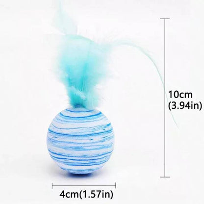 Blue Interactive Cat Toy Star Texture Feather Foam Ball - TrendyPet's Zone