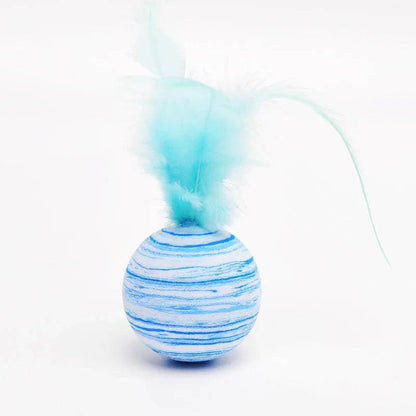 Blue Interactive Cat Toy Star Texture Feather Foam Ball - TrendyPet's Zone