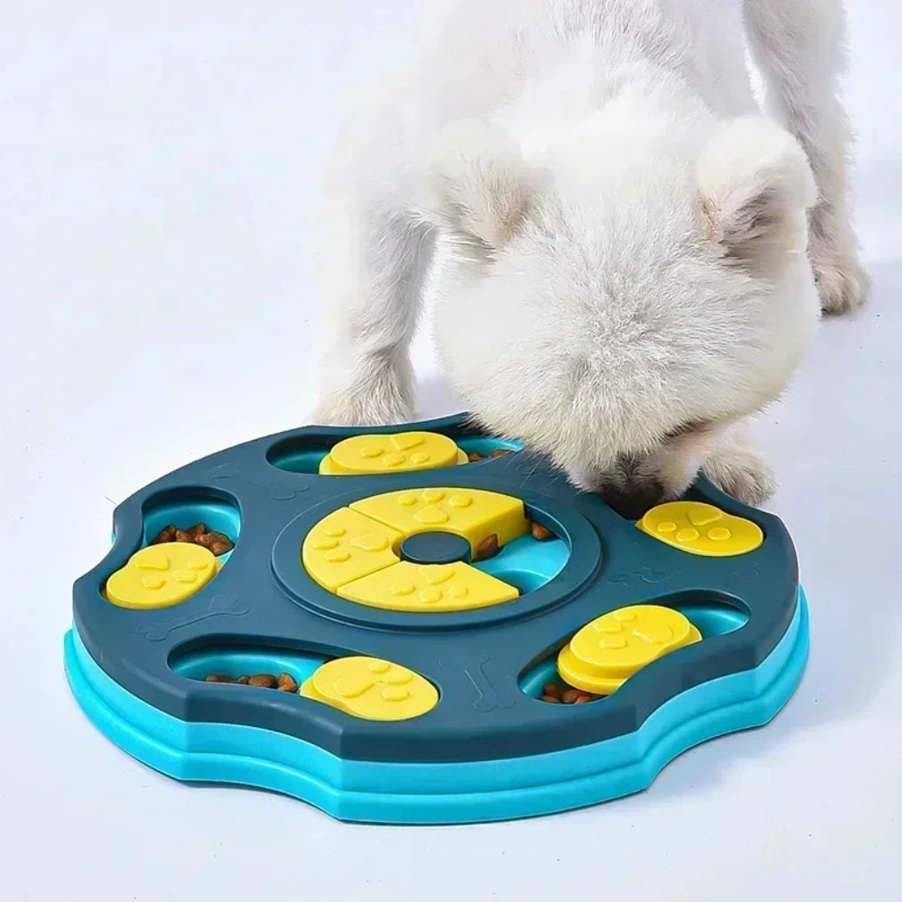 Blue interactive dog puzzle toy and slow feeder from TrendyPet's Zone designed to boost canine IQ and promote mental engagement.