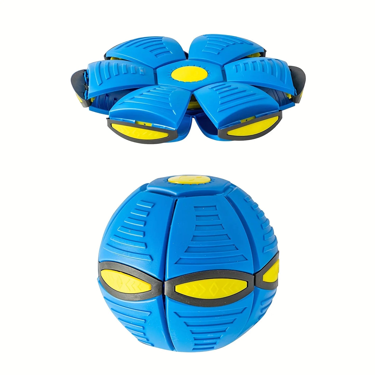 Blue interactive flying saucer ball dog toy for outdoor play and training by TrendyPet's Zone, durable and engaging for pets.
