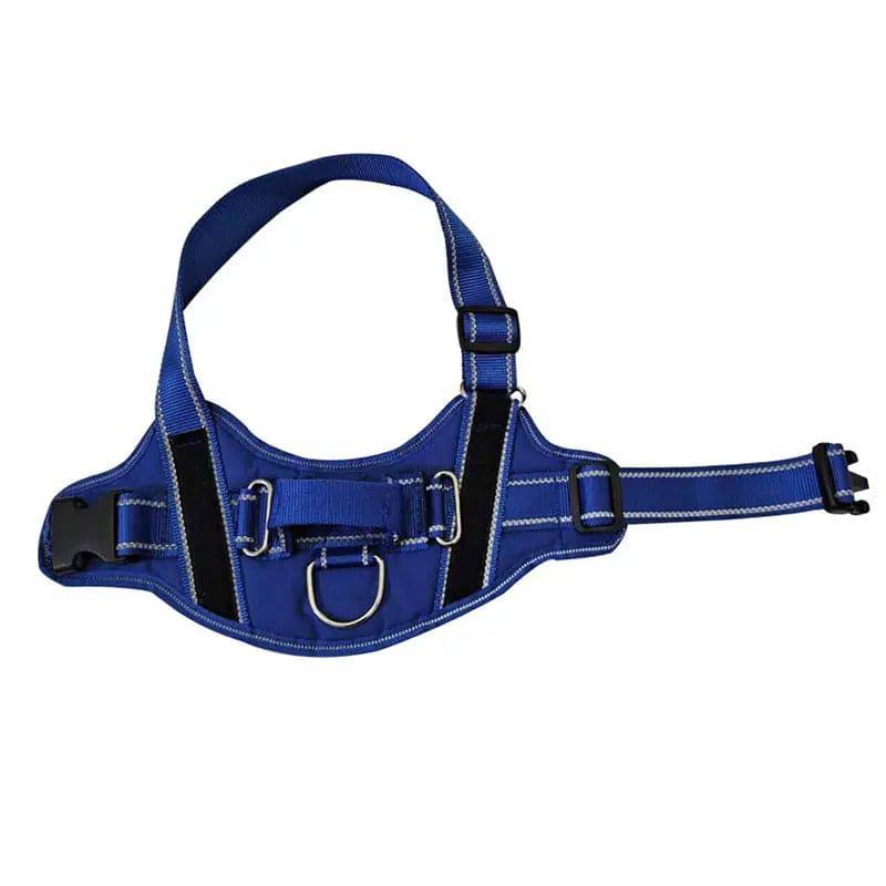 Blue Nylon Reflective Dog Harness Personalized Breathable With ID Patch - TrendyPet's Zone