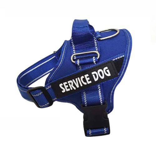 Blue Nylon Reflective Dog Harness Personalized Breathable With ID Patch - TrendyPet's Zone