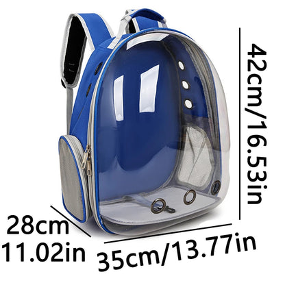 Blue Red Pet Carrier Backpack Transparent Capsule Bubble Backpack TrendyPet's Zone